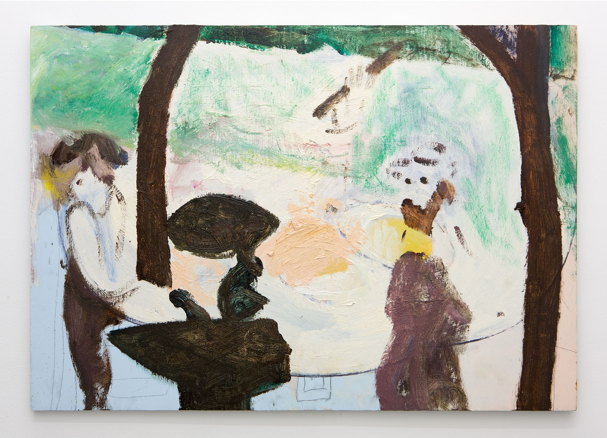 “Brancusi at the Anvil”, 2015, oil on board, 49.5 × 70 cm