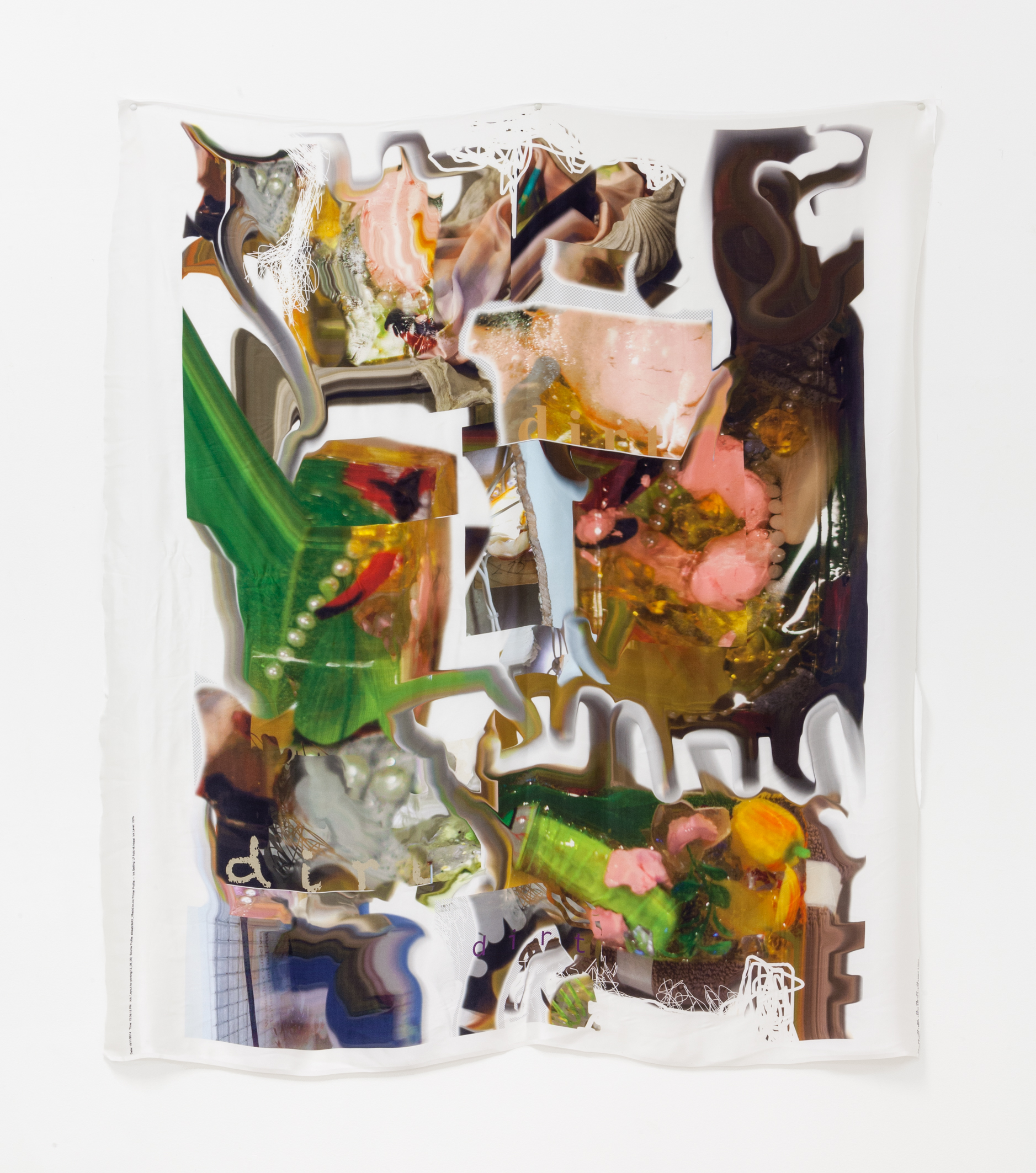Marian Tubbs, “dirt”, 2014, digital print on silk, 100 × 135 mm