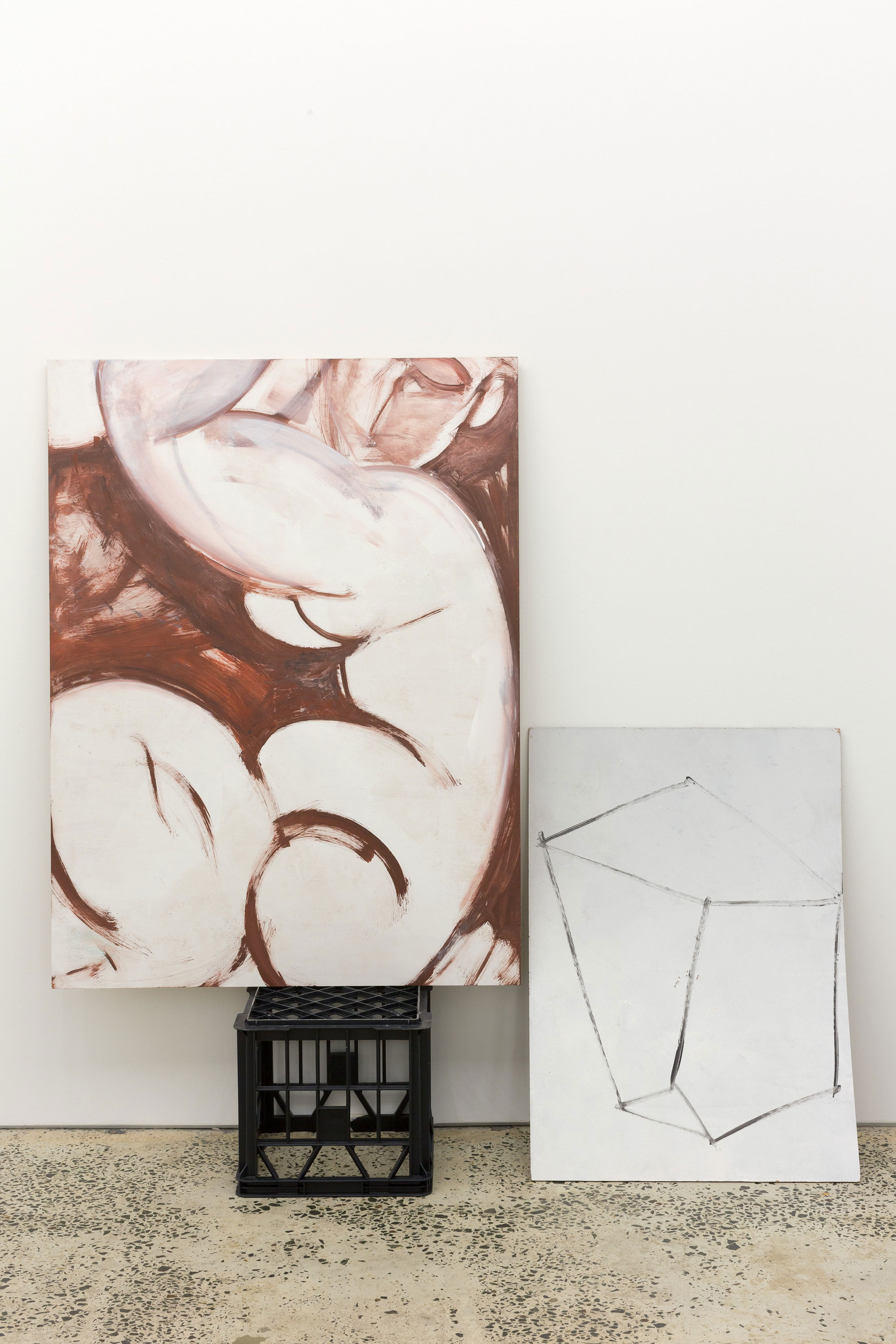 “The Square and the Circle”, 201, acrylic and oil on board, crate, dimensions variable