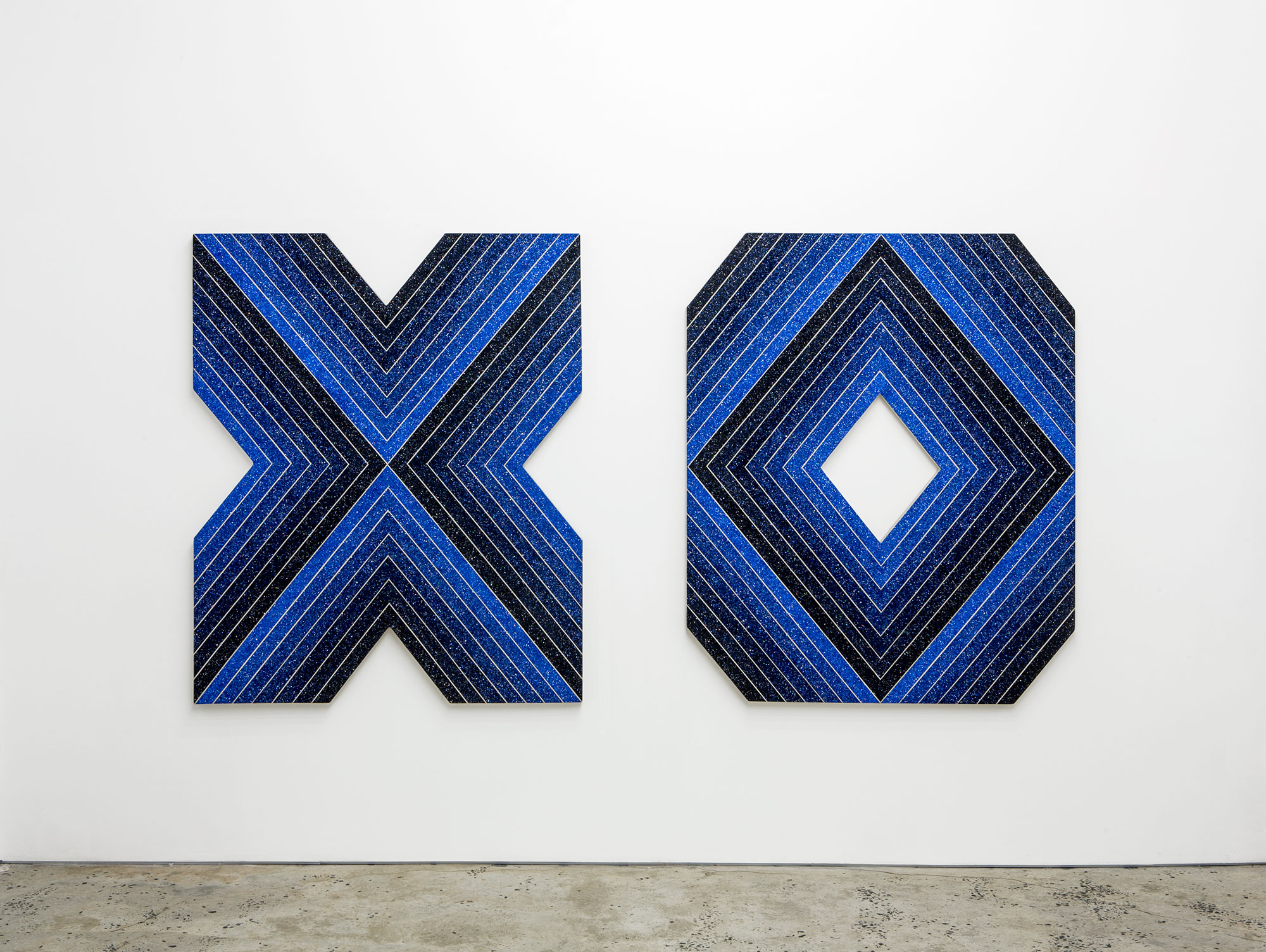 Jonny Niesche, ‘XO, David.B’, 2015, Glitter (incl holographic and shaped), Acrylic, Linen, 2 parts: (each) 122 × 147 × 4.2 cm