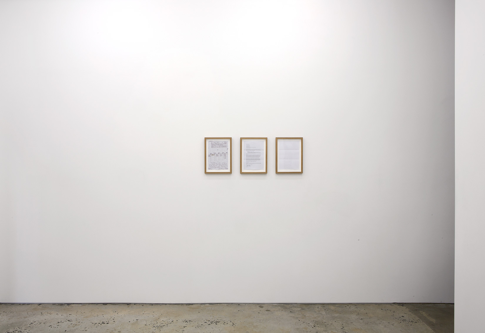 Leigh Ledare, "Upon the Death of My Grandfather", (July 29, 2008 – August 17, 2011), paper, 3 pieces, 210 × 297 mm each (framed)