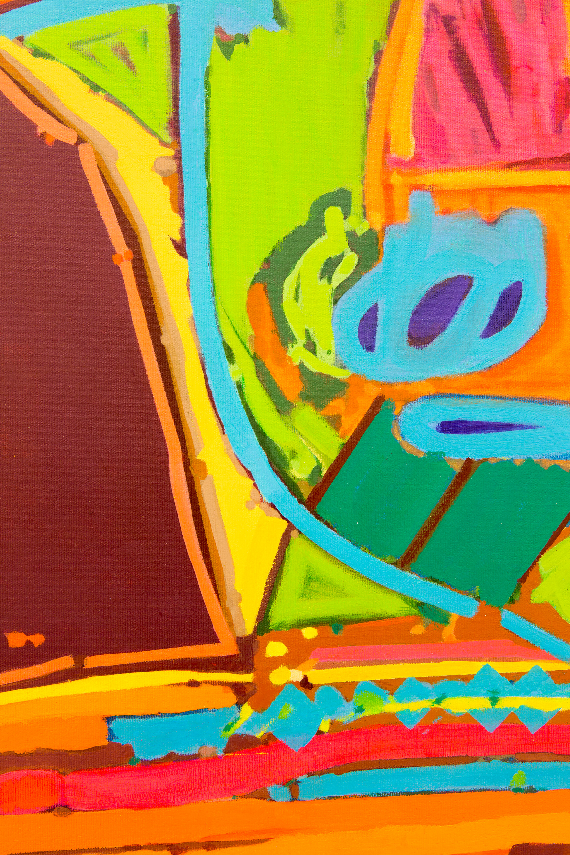 Diena Georgetti, “KNIGHT the LIGHTNING” (detail), 2015, acrylic on canvas, frame, 63.5 × 84 cm