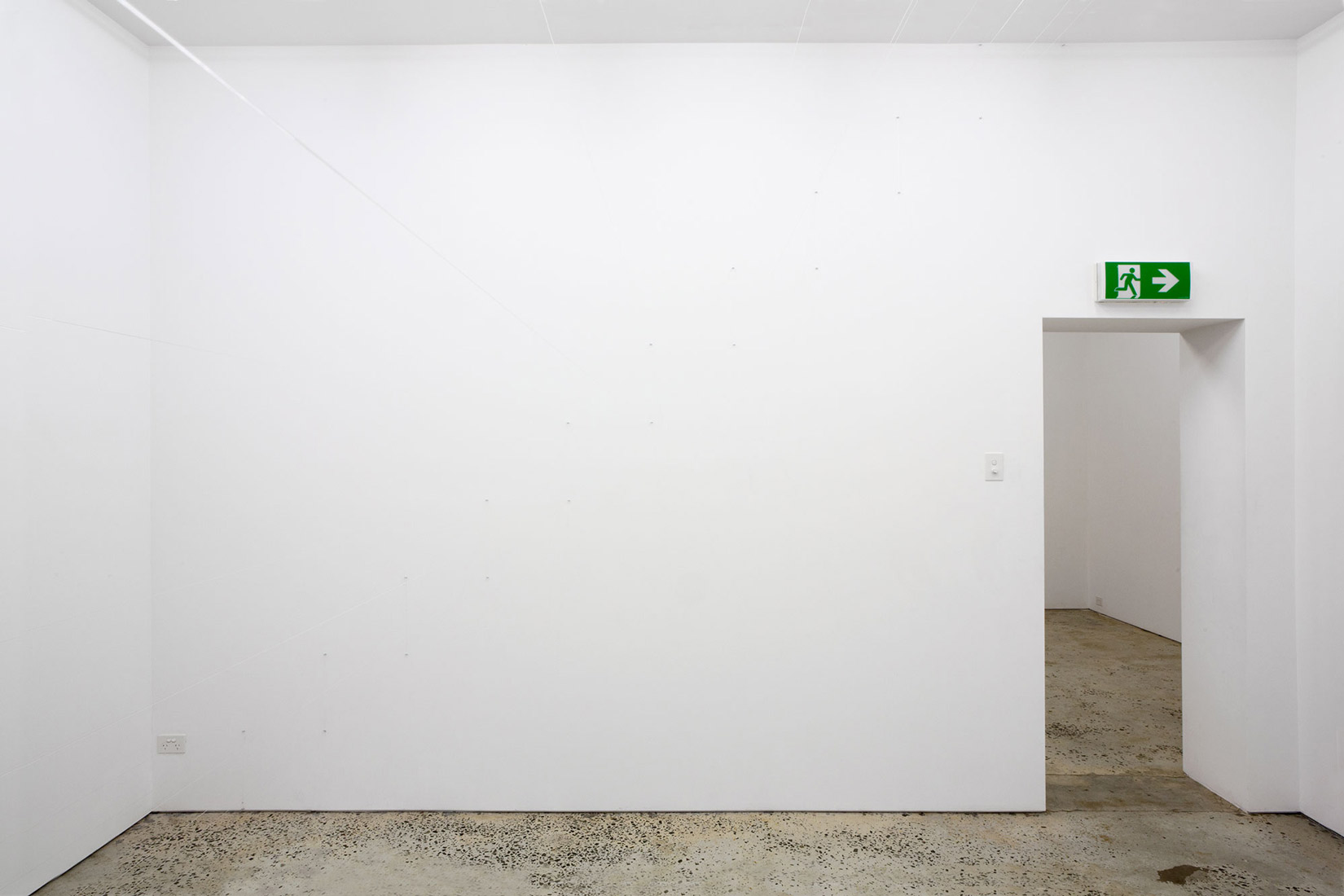 “Segregate”, installation view, Minerva, 2014 Monofilament, steel eyelet screws 4100 × 4770 × 3210 mm